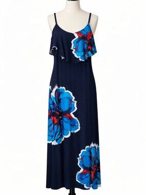 Inc International Concepts Navy Maxi Dress w/ Spaghetti Straps, NWT, Size PP